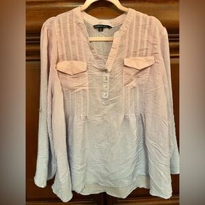 Zac & Rachel Pink Purple Ombré Button-Front Long or 3/4 Sleeve Blouse 2X